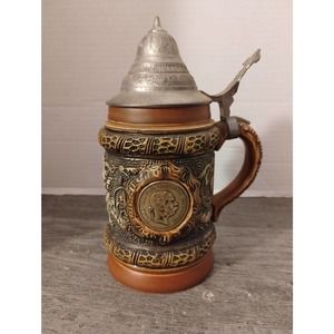 Original King Handmade Hand painted Lidded West Germany Lidded Stein 2002
